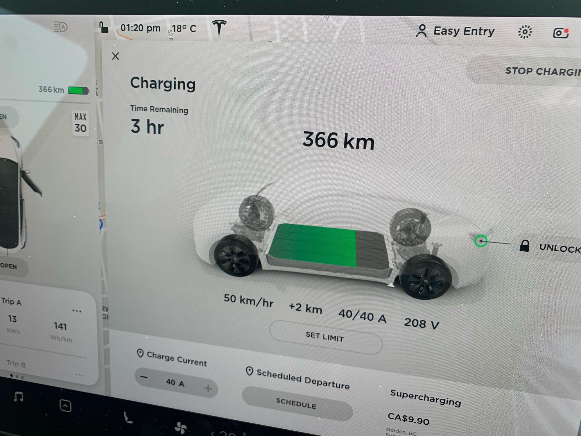 Tesla charger is 40A