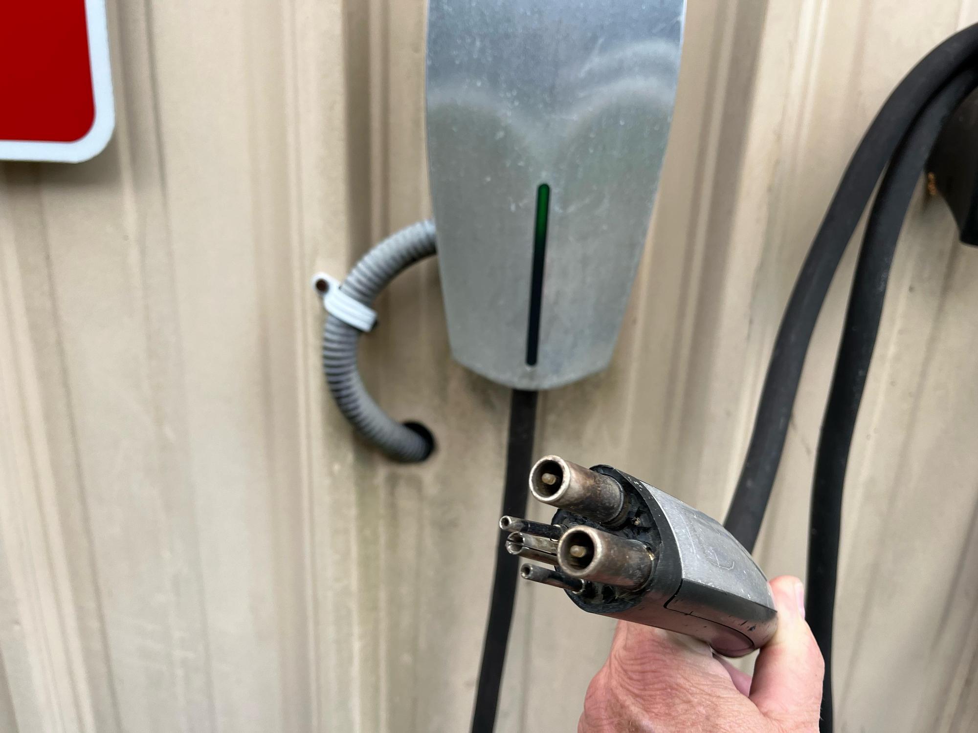 Broken connector on Tesla charger. 4/22/24