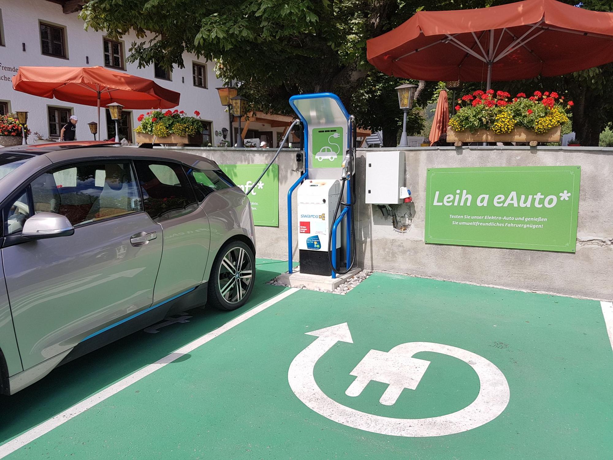 Charging spot in front of restaurant.