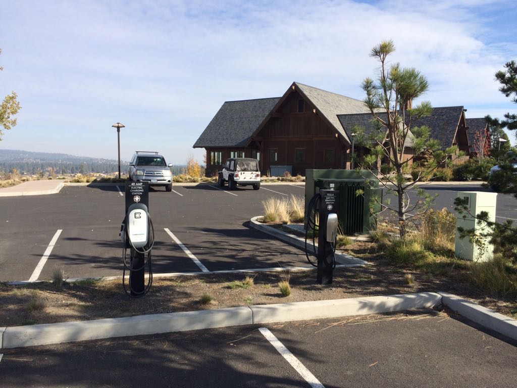 Charging stations to the left of the Tetherow Grill.