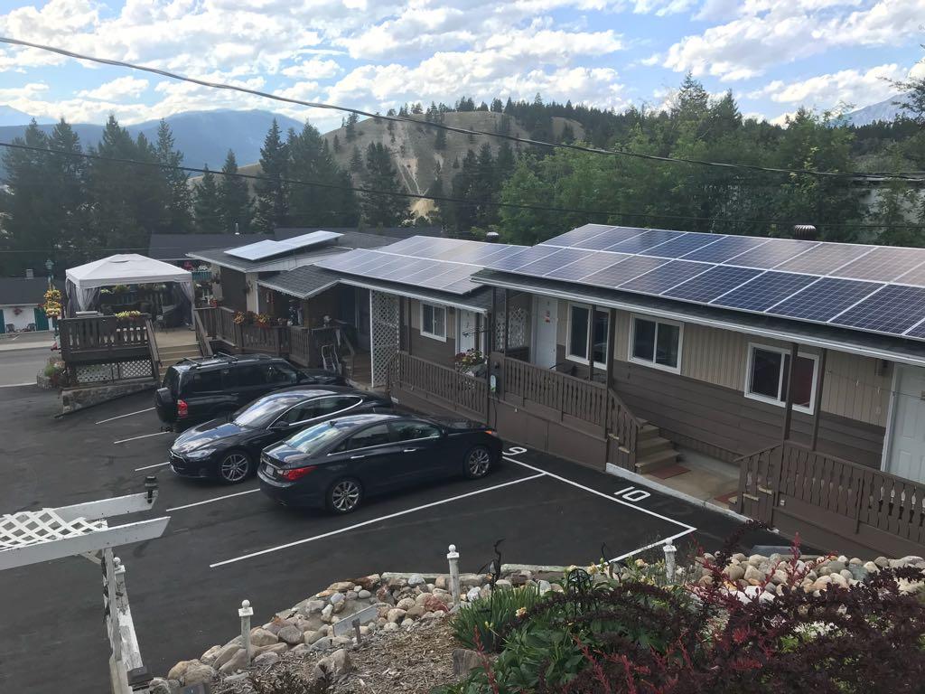 Solar-powered EV charging.