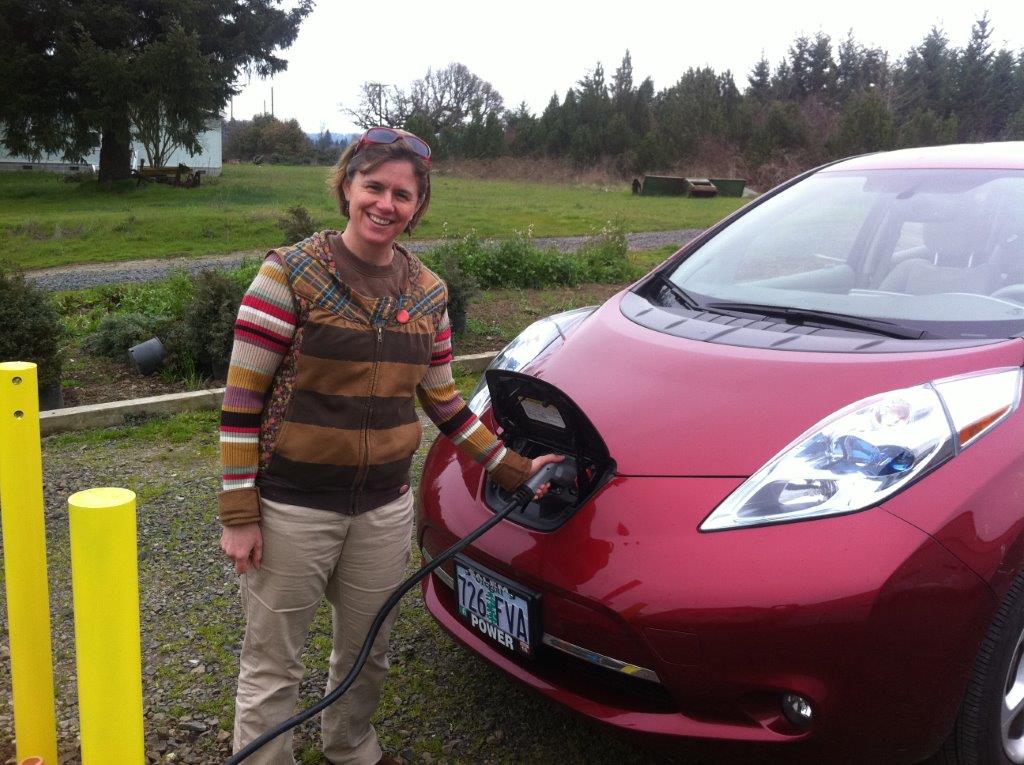 Our EV charger's inaugural use!  It's verified operational and ready for your visit!  Charge-ups are FREE!