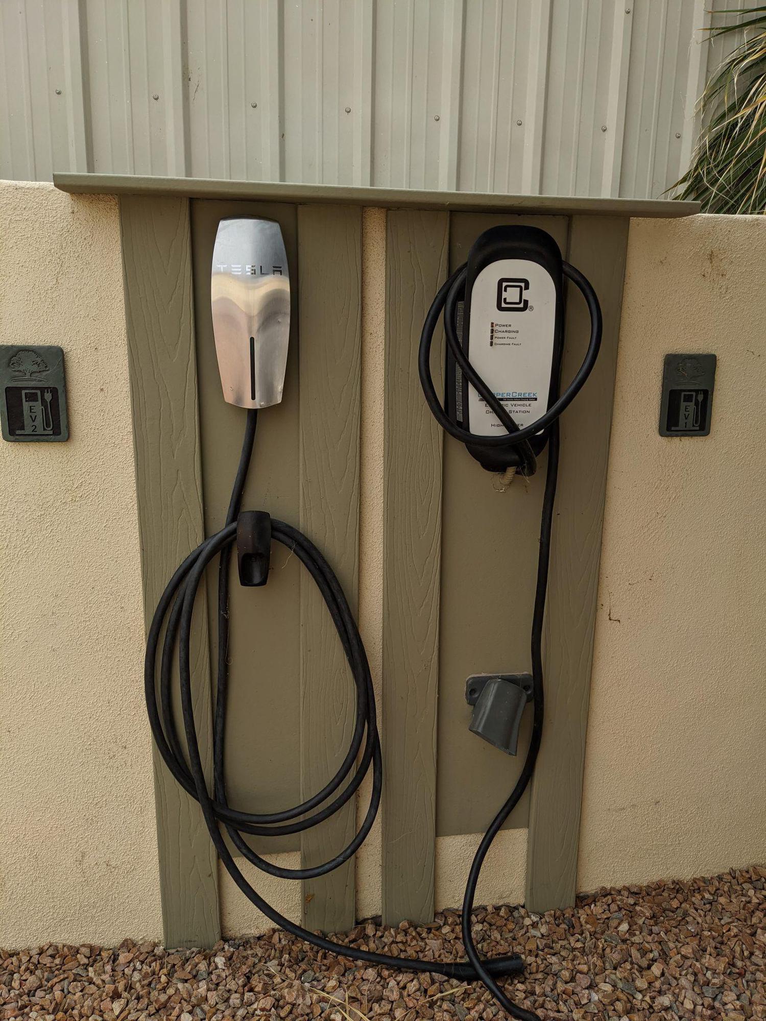 One J plug and one Tesla destination charger