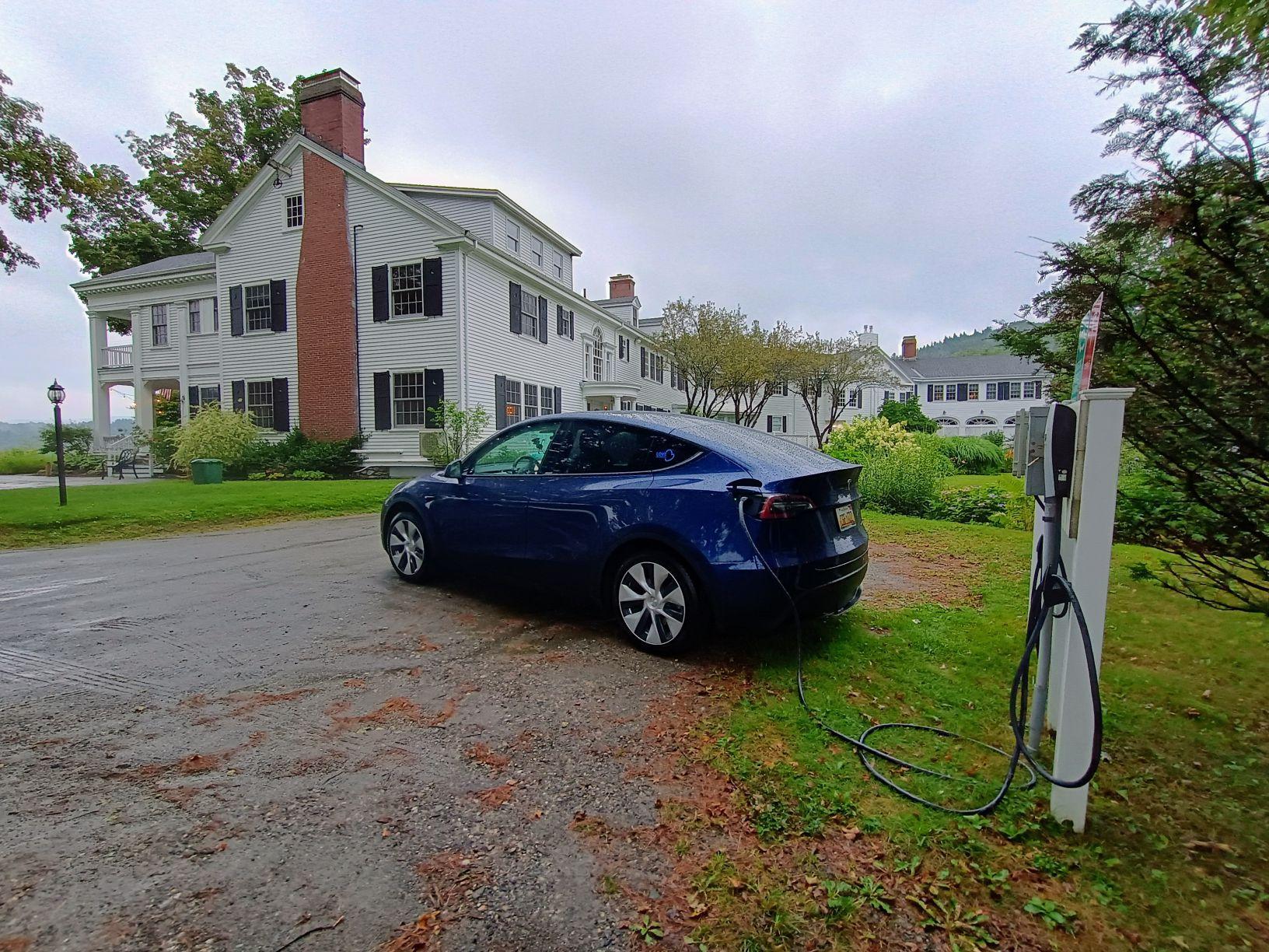The charger is near the reception.