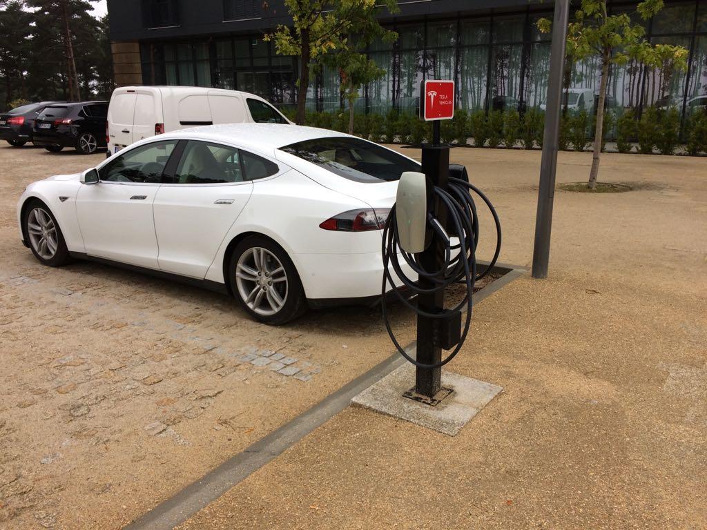 The Tesla charging points are marked as being for disabled users ...
