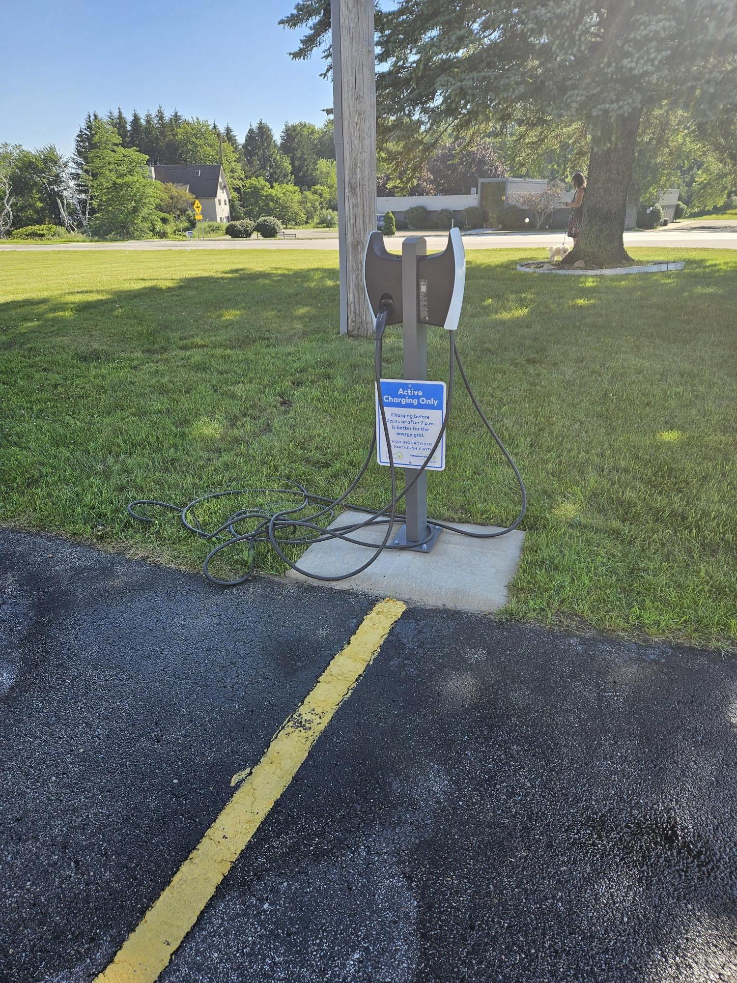 There are six "Tesla" chargers, but they are not superchargers; they are level 2 chargers.  Charging fee is 39 cents per KWhr. You need to use the Tesla app to charge.

These chargers do NOT use the Tesla NACS; they use the J1772.

finally, chargers 5 and 6 did not work on my EV6,but charger 4 did.