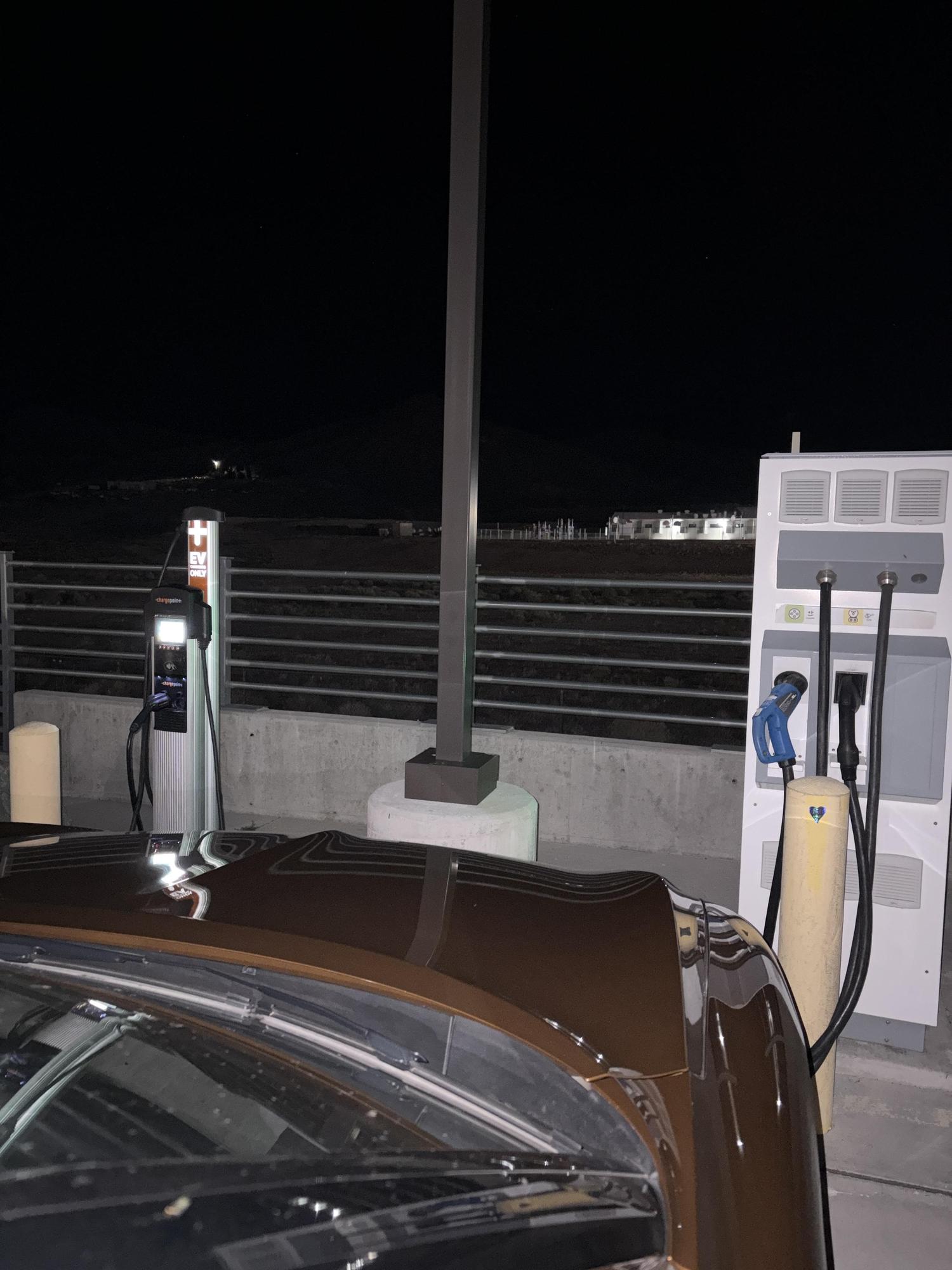 For vehicles that don’t have the adapter for Tesla. The only option is going to be the 6KWH charge point charger. The DC fast charge is NOT WORKING!! 