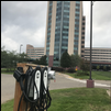 Chargers are in the smaller lot beside the tower.