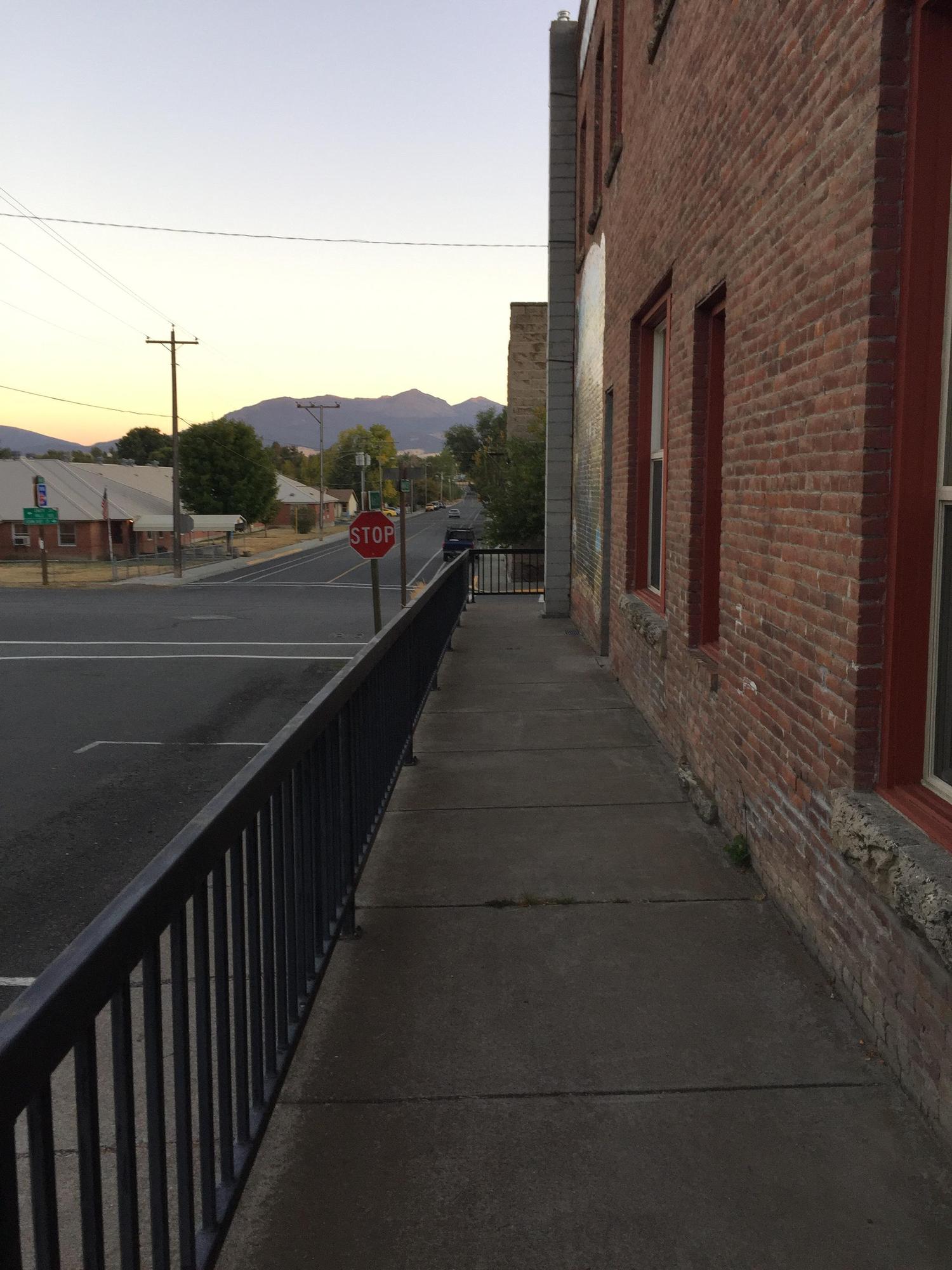 Eastern side of the hotel; Strawberry Mountains in the distance.