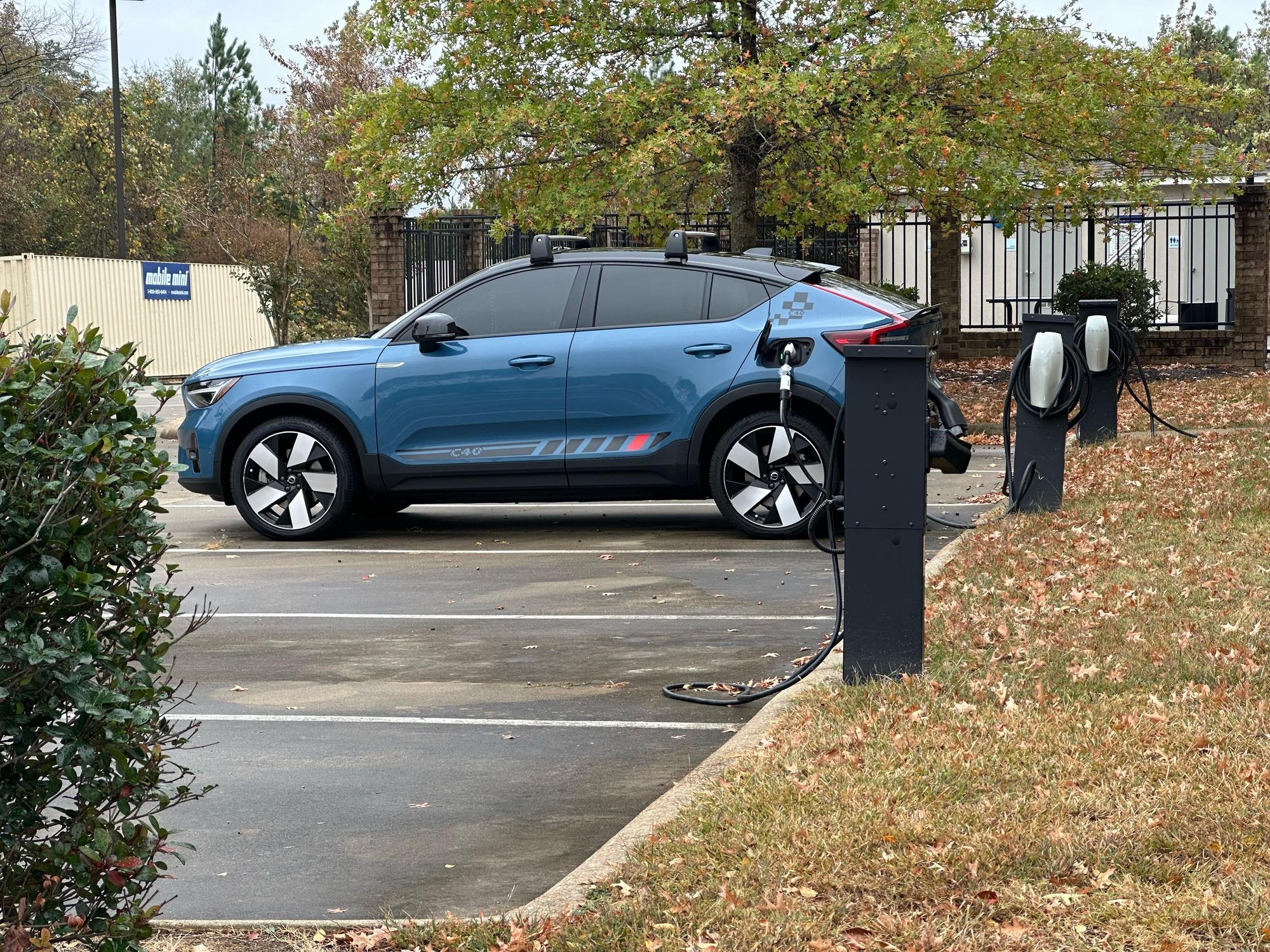 Tesla destination charger for the Volvo C40. Thank god I had the connector